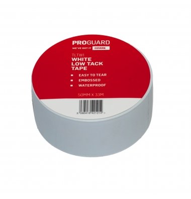 WHITE EASY TEAR LOW TACK PVC TAPE 50MMx33M